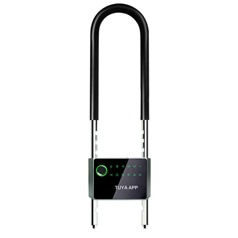 

Водонепроницаемый U-образный замок для велосипеда ABZZ с управлением через приложение TUYA, кодом доступа и отпечатком пальца, безопасный электронный замок
