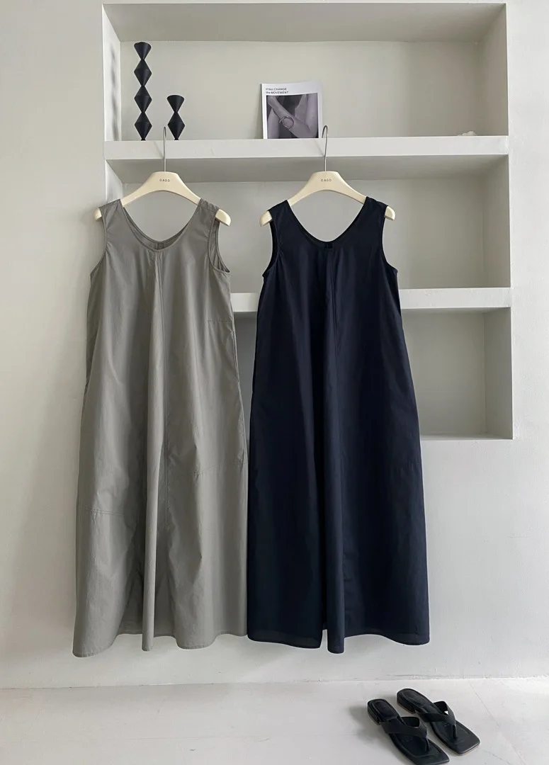 Minimalist ROW Style, Niche Design, Temperament, Dress, Women's Loose Cocoon Shape, Slimming Vest Skirt, Long Skirt