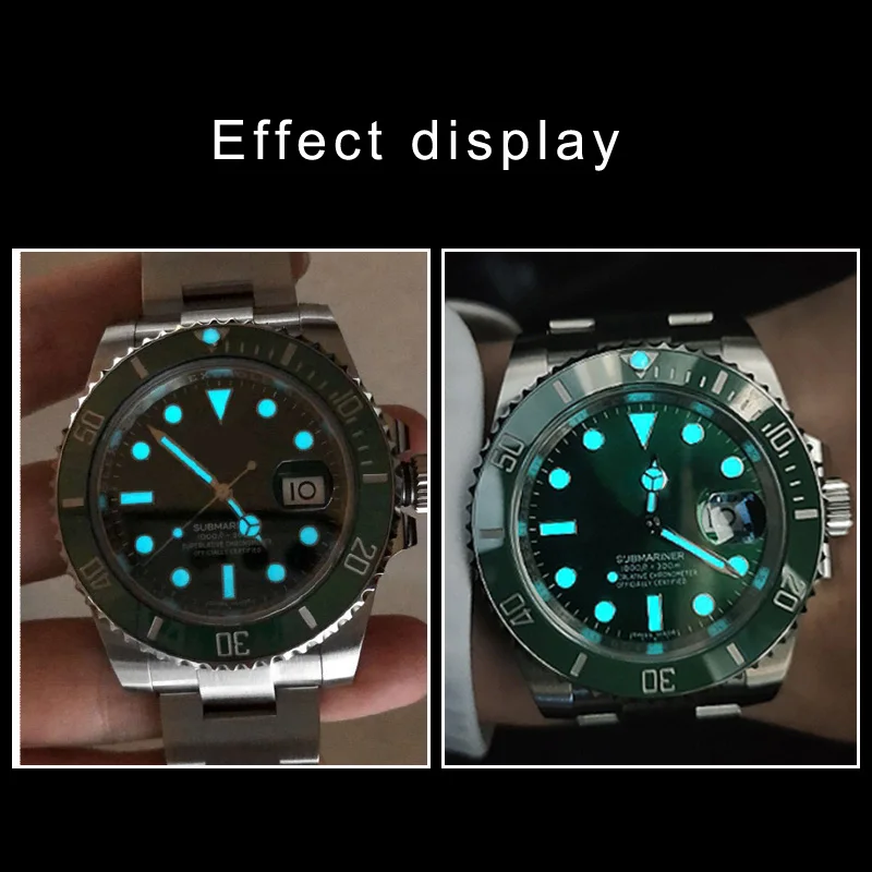 حبة مضيئة لساعة رولكس الغواصة سايكو باللون الأزرق والأخضر ملحقات ساعة نقطة مضيئة 12 ساعة لومي بيرل دوت حبة إطار سيراميك