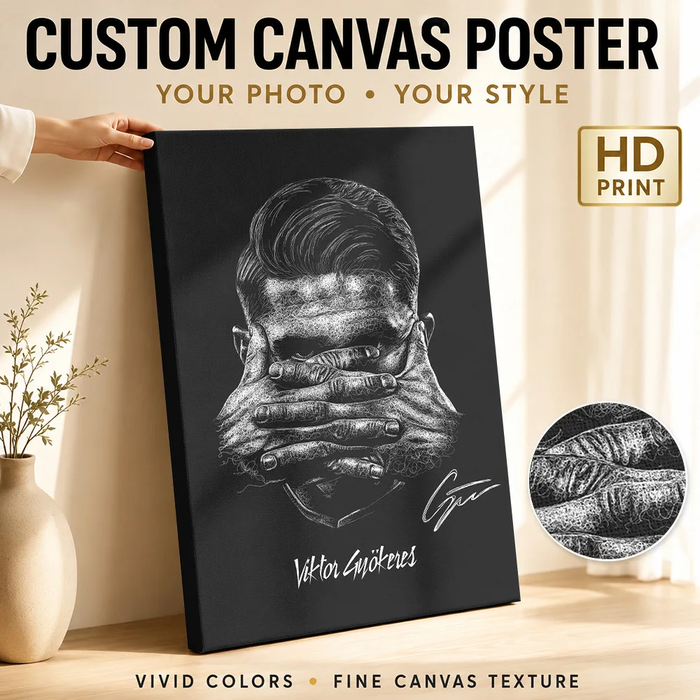 Viktor Gy??keres Scribble Art Style Canvas Print Poster Customized Sports Portrait Canvas Wall Art for Gym Decor Ready to Hang