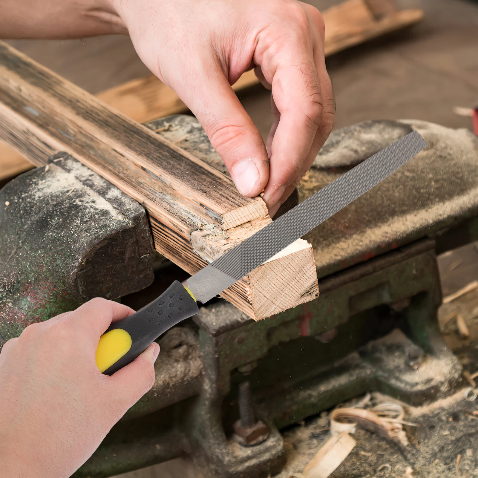 

Mill Flat File with Handle Metal Polishing and Grinding Tool Excellent Durability and Good Hand Feeling Easy to Use Random Color