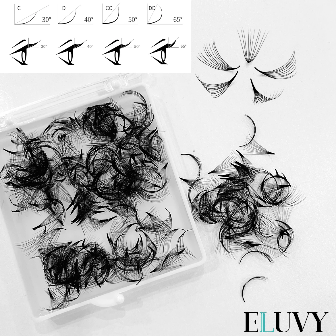 ELUVY 500 Fans Premade Medium Stem Dunne Russische Volume Wimper Losse Fan Wimpers Extensions make-up 2D-6D 8-15mm Puntige Basis