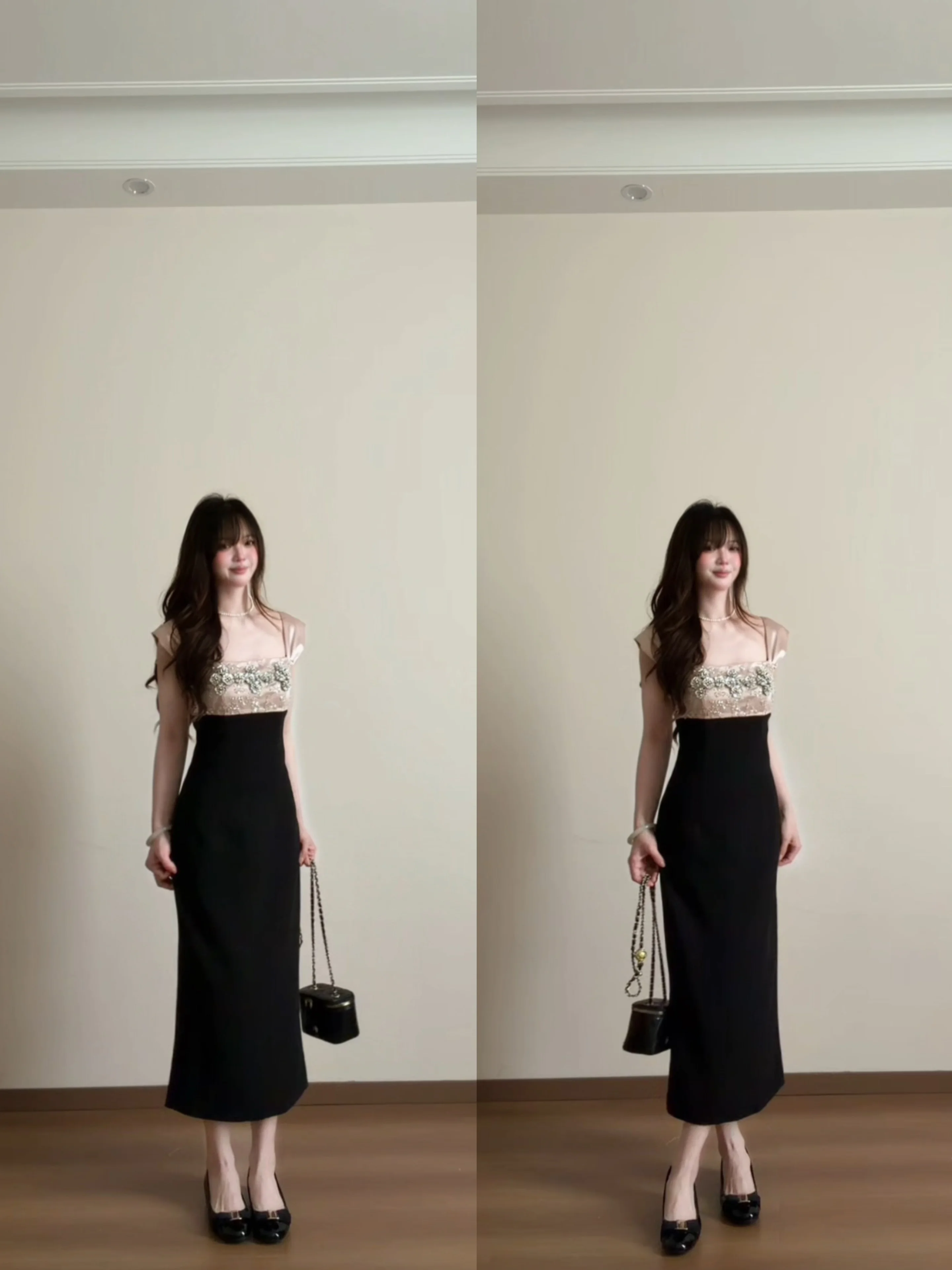 Keni plus Size Sequin Strap Dress Women Summer Slimming Gown Korean Style High Waist A-Line Long Dress V-Neckline No Sleeve