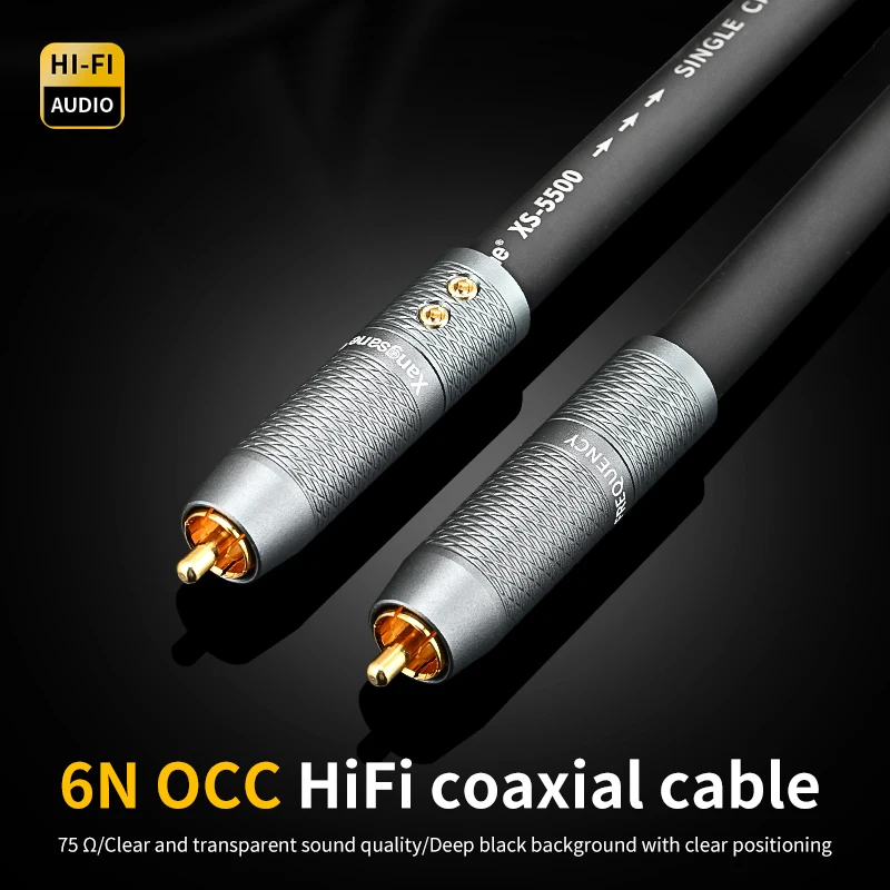 Cabo coaxial hifi 6n occ spdif, cabo amplificador de tv decodificação digital, alta fidelidade, plugue banhado a ouro, 75 Ω, cabo de áudio rca
