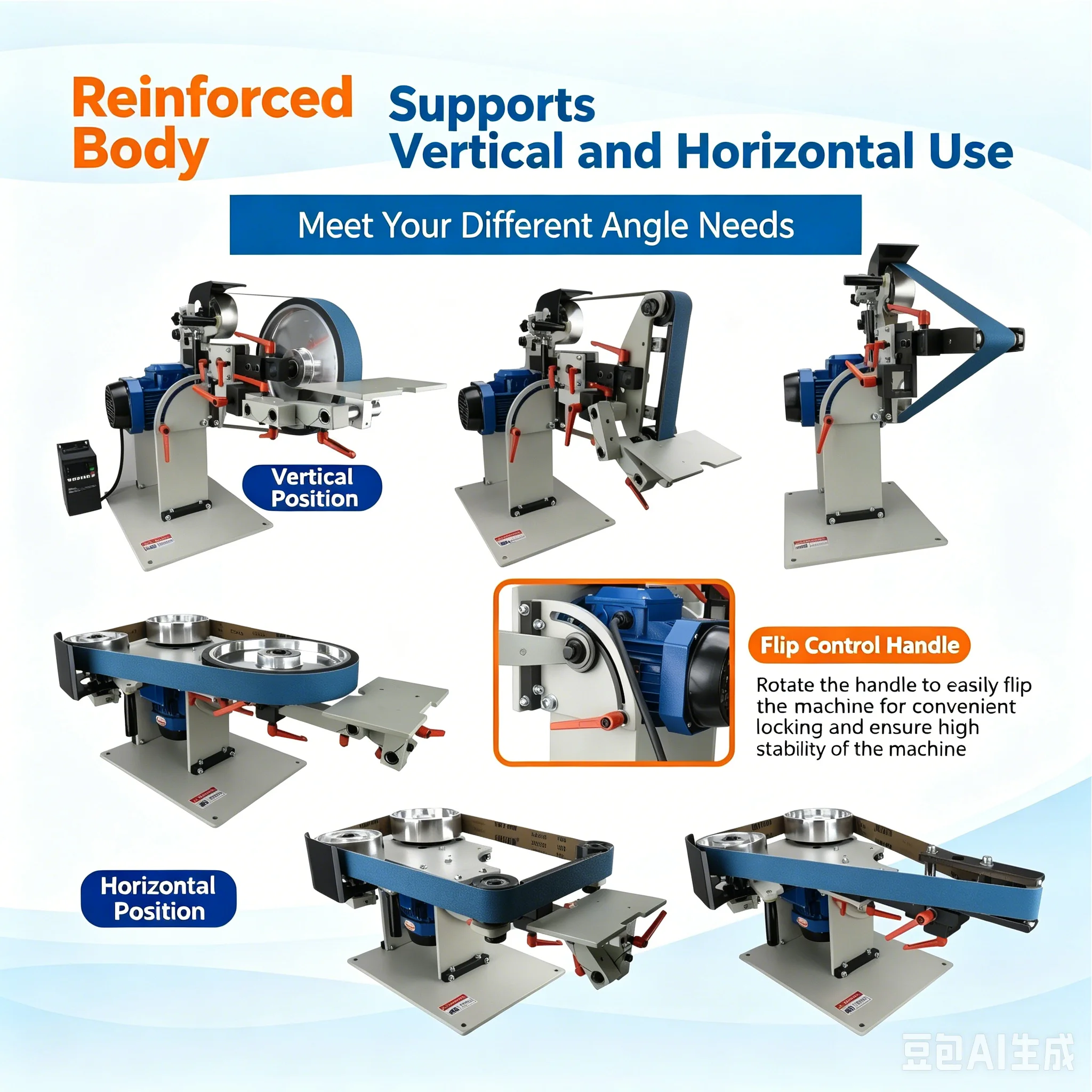 Industrial Grade Electric2 X 72  Belt Grinder with 1240 M/min Belt Speed and 3-Year Warranty
