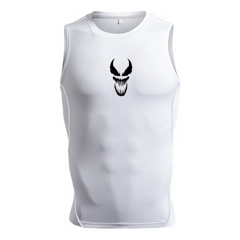 Graphic Sleeveless Compression Shirt for Men Summer Athletic Quick Dry Tank Tops Gym Workout Running Baselayers Undershirts Tees