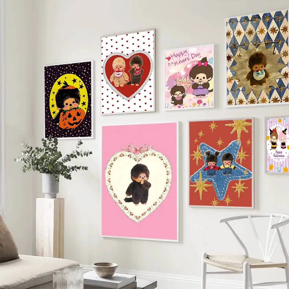 Cute M-monchhichis-s Classic Vintage Posters Whitepaper Prints Posters Artwork Kawaii Room Decor