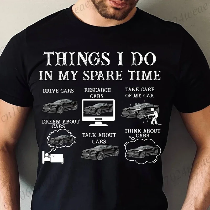 Things I Do in My Spare Time Funny Shirt Car Guy T-Shirt Birthday Tee Shirts Gift for Husband Dad Muscle Car Lover Gift Tee Tops