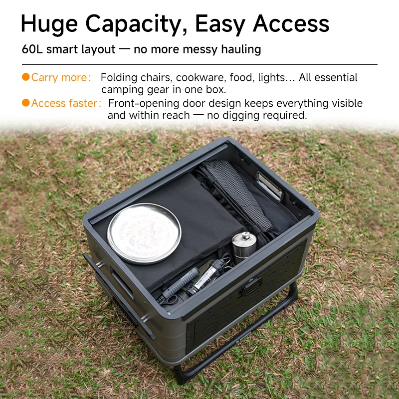 N62 High Quality 60 Liters Grey Aluminum Storage Box Bo 60 Series Weatherproof Hard Shell for Glamping Adventure Gear System