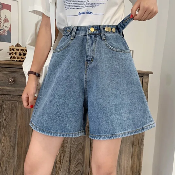 

Adjustable High Waist Denim Jeans Women's Spring Summer New Korean Version Large Size Loose Slim Wide Leg Pants orts