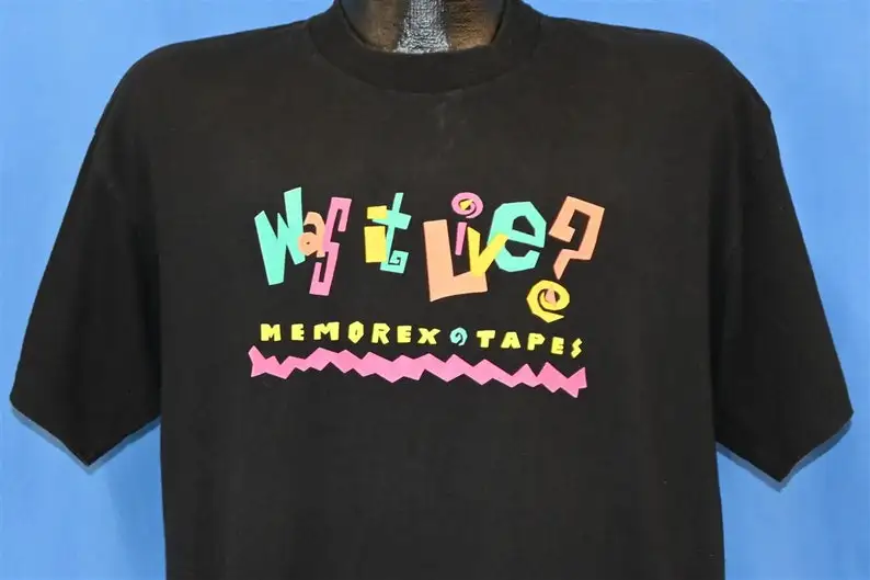 

90s Was It Live Or Memorex Electronics Tapes Recording t-shirt Extra Large