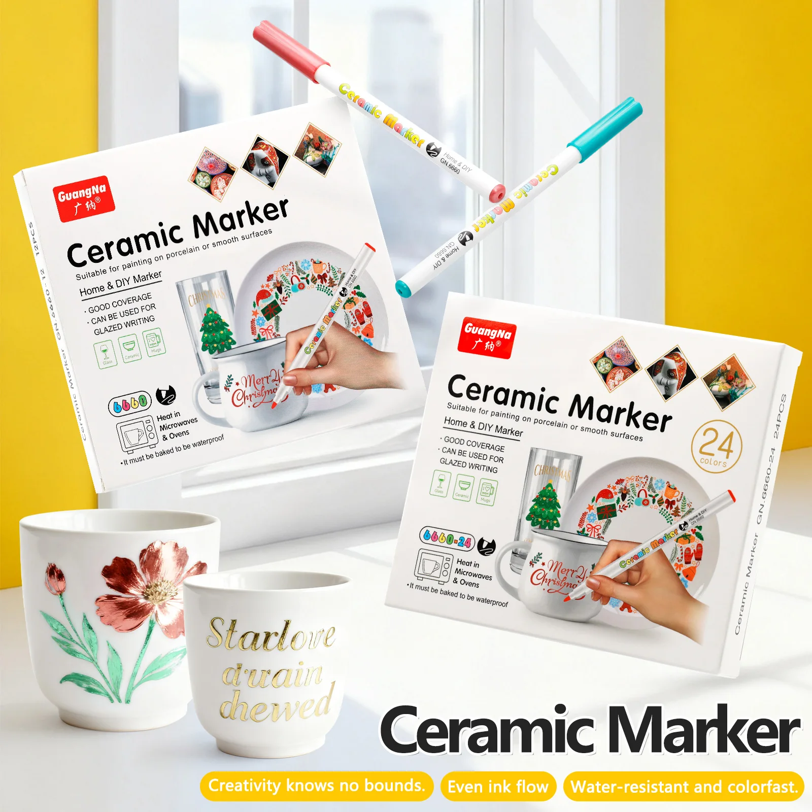 

12/24 цвета, керамические маркеры, ручки с акриловыми красками для DIY керамической живописи, дерева, каменной краски, рисования стекла, нетоксичные