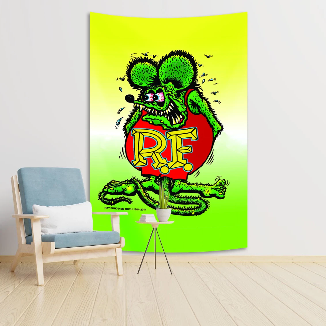 Rat Fink Fashion Tapestry Funny Gift for Friend Bar Motocycle Club Man Cave Home Garage Bedroom Game Room Wall Tapestry Decor