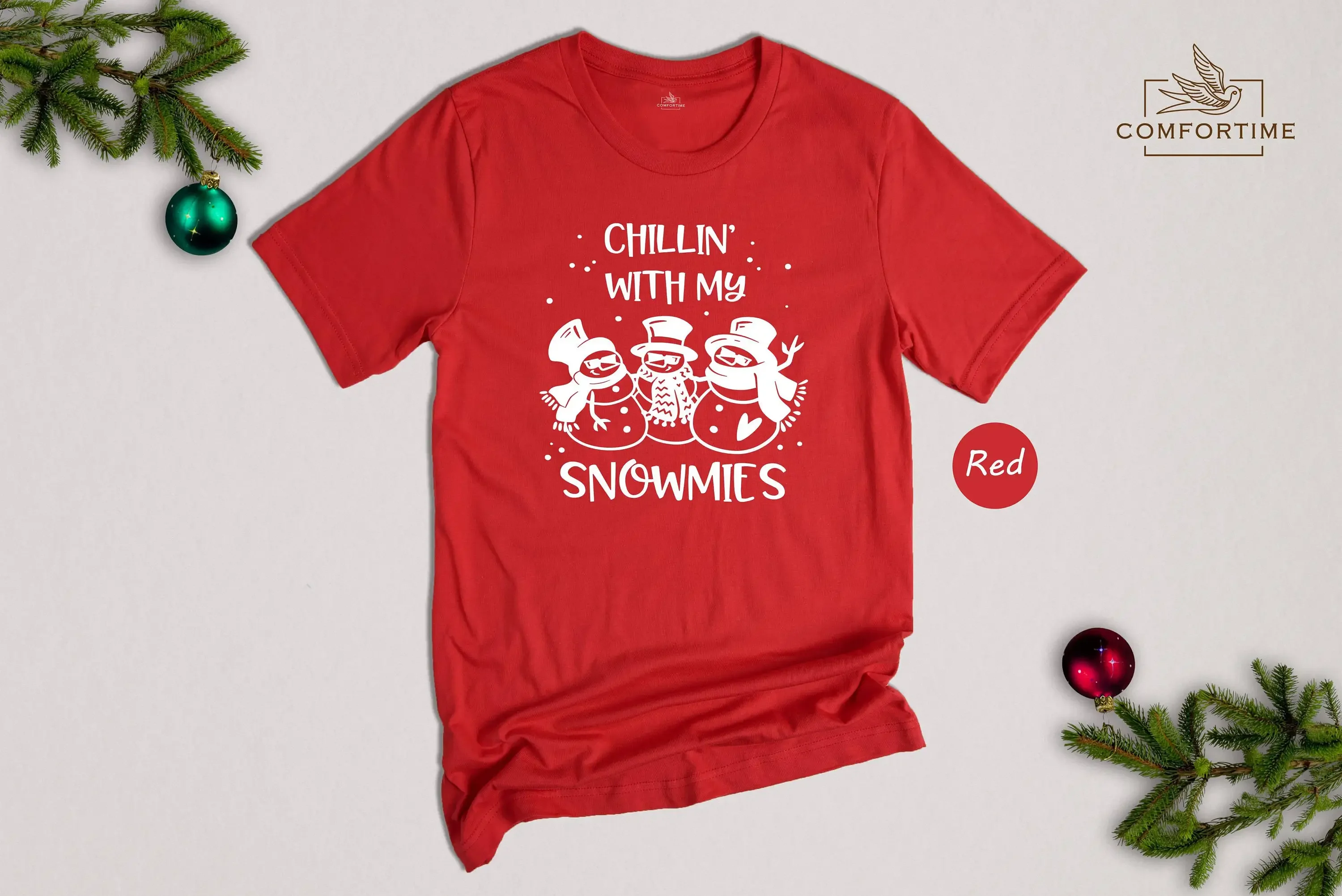 Chillin With My Snowmies Happy Christmas T Shirt Matching Homies Family