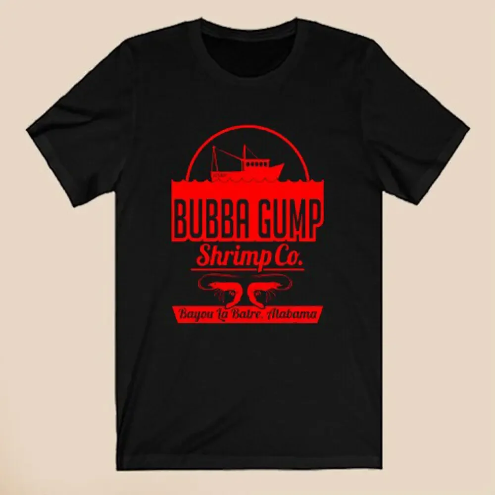 Bubba Gump Shrimp Co Forest Gump Men's Black T-Shirt Size S-5XL Tees High Quality 100%Cotton Short Sleeve