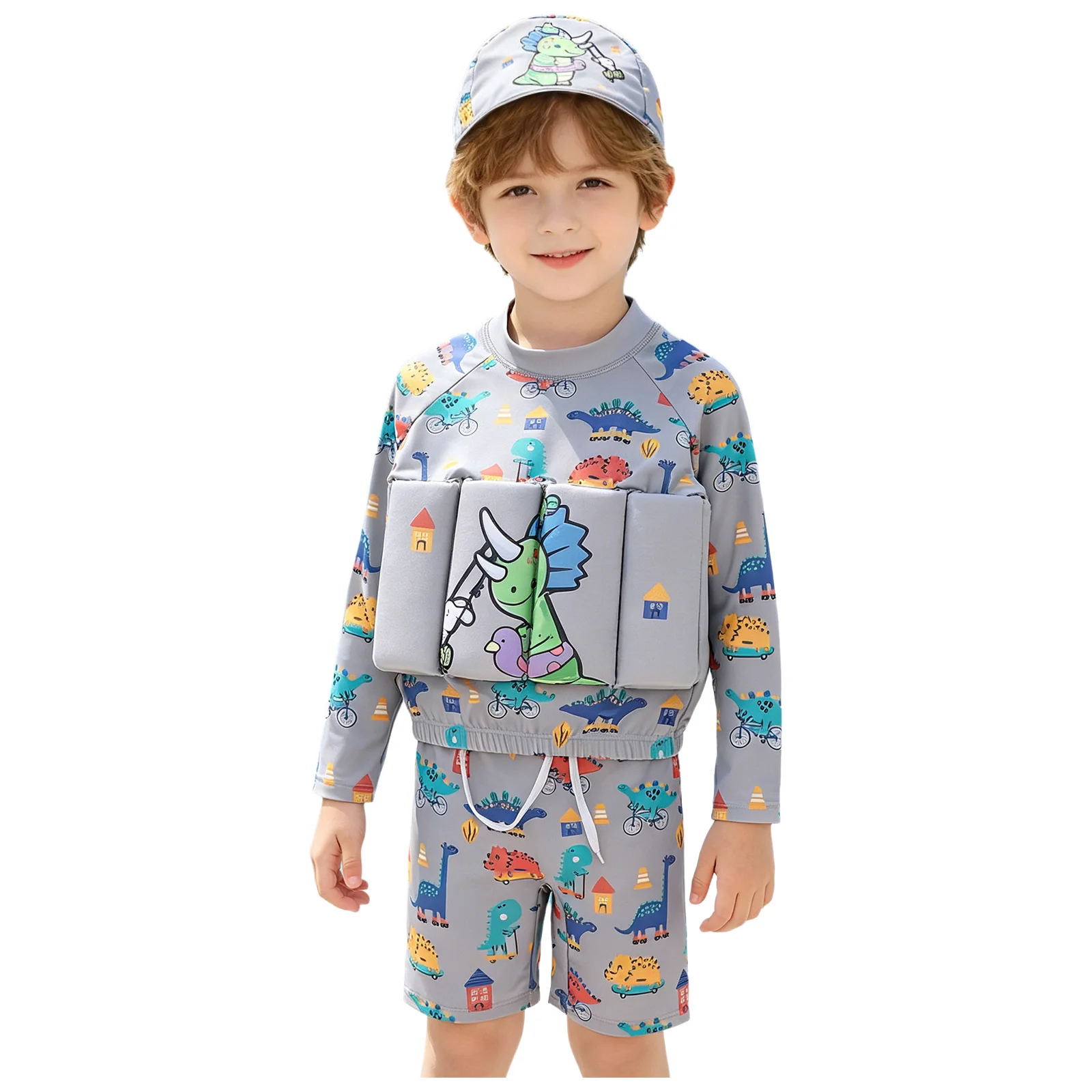 Children's Buoyancy Swimsuit One-piece Swimsuit for Kids Floating Rash Guards Cartoon Print Girls Boys Swimwear Swimming Clothes