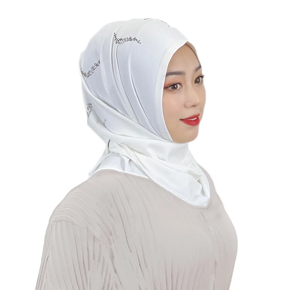 Cappelli di lusso per le donne strass Hijab istantaneo solido musulmano testa sciarpa festa di nozze Headwrap Dubai islamico copricapo turbante Cap