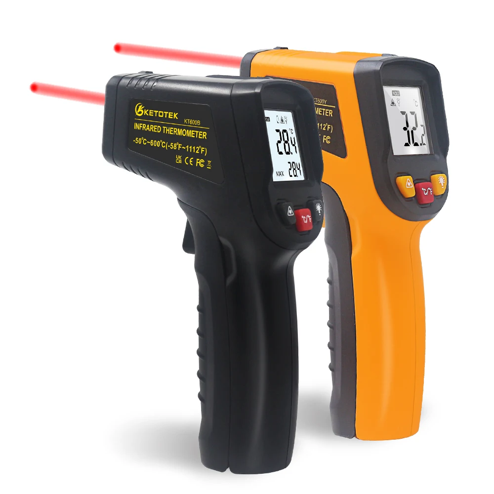 Ketotek Digital Laser IR Infrared Thermometer LCD Non-Contact C F Selection Surface Pyrometer Outdoor  Temperature Meter