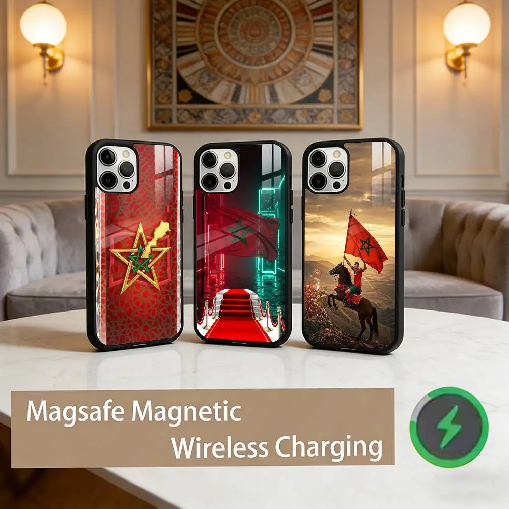 

M-Morocco Flag Phone Case For iPhone17,16,15,14,13,12,11 Plus,Pro Max Magnetic For Magsafe Wireless Charging