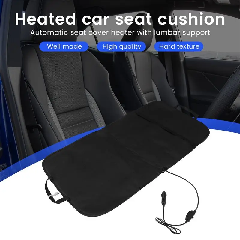 A21F-Heated Car Seat Cushion - Auto Seat Cover Warmer Auto Headed With Lumbar Support -Ice Cold Winter Weather Protector Heater