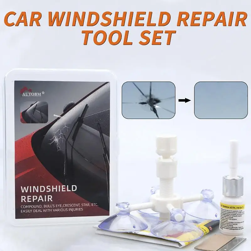 Kit de reparo de para-brisa rachado, kit de vidro líquido à prova de intempéries, conjunto universal de suprimentos para carro, ferramenta de reparo