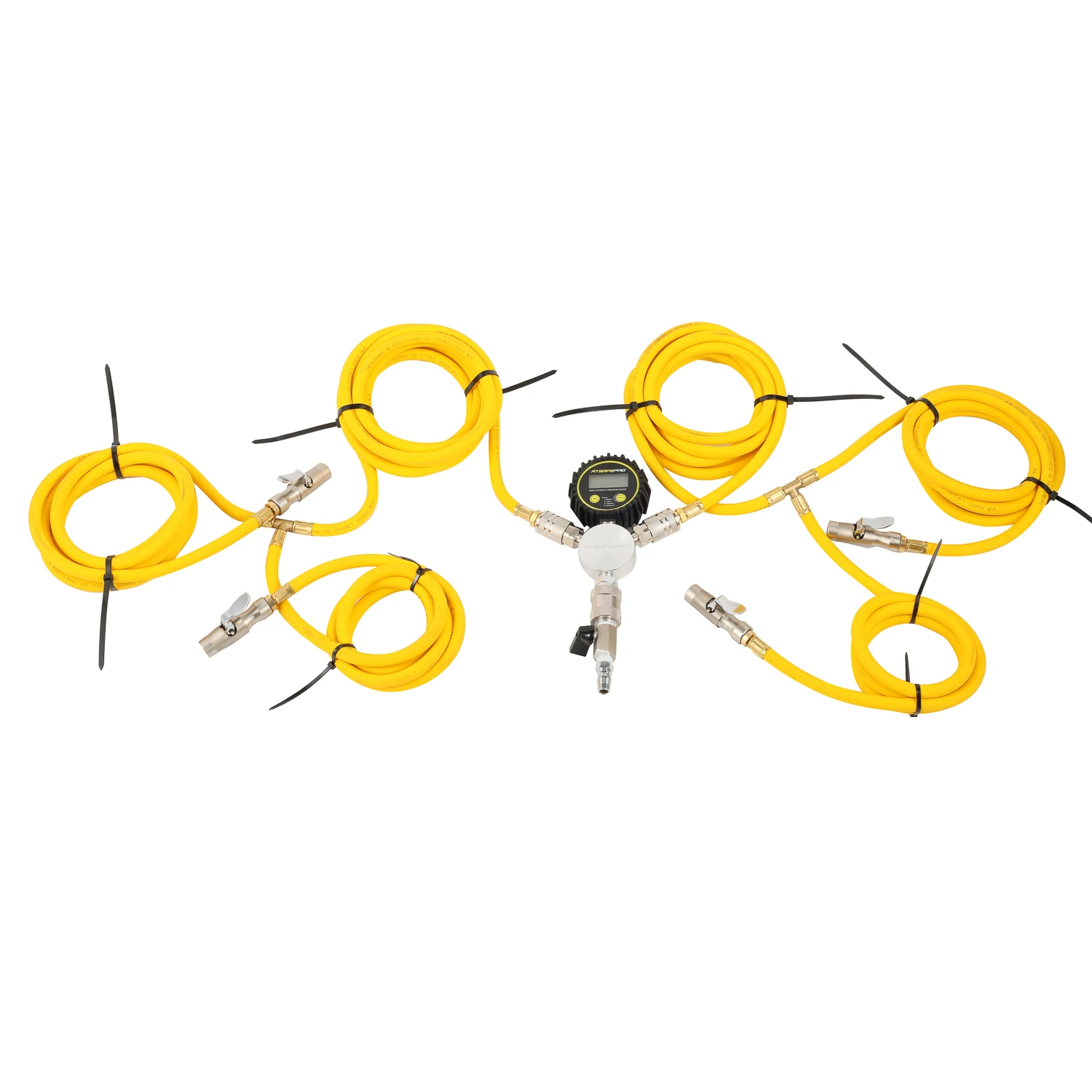 

4 Way Digital Manifold Gauge With Hose Inflator and Deflator Multi Function Tire Gauge