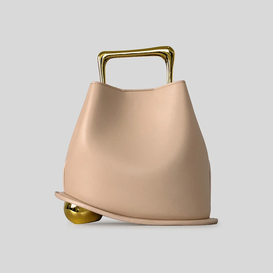 Mode Metalen Draagbare Onregelmatige Emmer Tas 2026 Nieuwe PU Dames Handtas Hoge kwaliteit Schouder Messenger Bags Avondfeest Tas