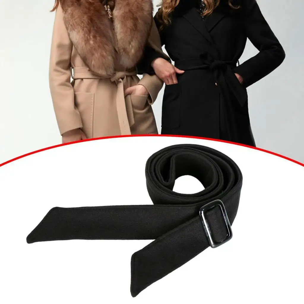 Wide Waist Belt for Women Woolen Overcoat Belt Double Sided Coat Trench Replacement with Buckle