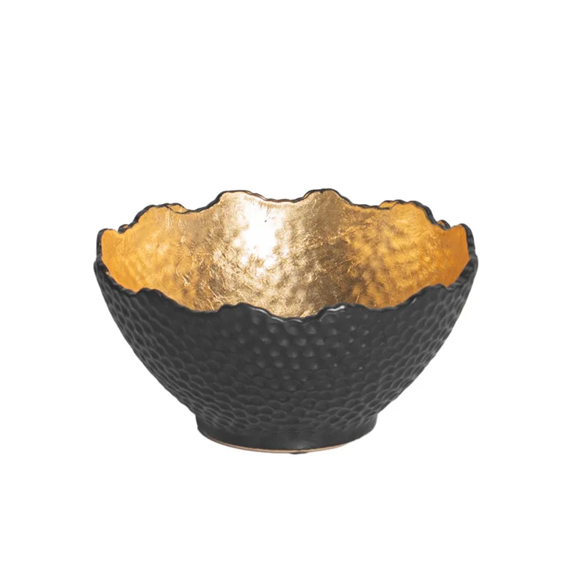 Ceramic Fruit Plate Golden Abstract Irregular Tray Desktop Storage Container Bowl Snack Plate Home Decoration Accessories