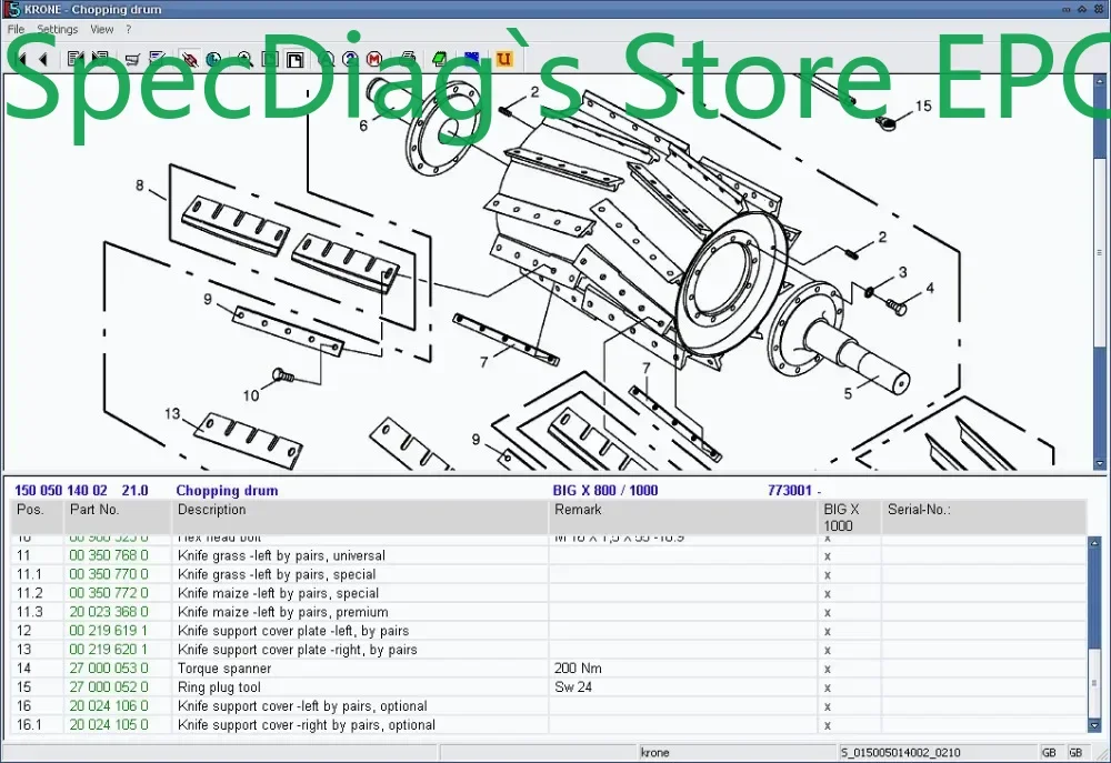 

SpecDiag Krone Spare parts catalog for agriculture 2013