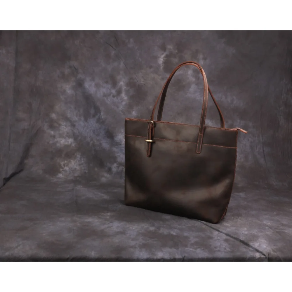 حقيبة يد، حقيبة كتف فاخرة للجنسين، طبقة أولى بسيطة من جلد البقر، حقيبة كتف كمبيوتر متعددة الاستخدامات للسفر المحمول #6