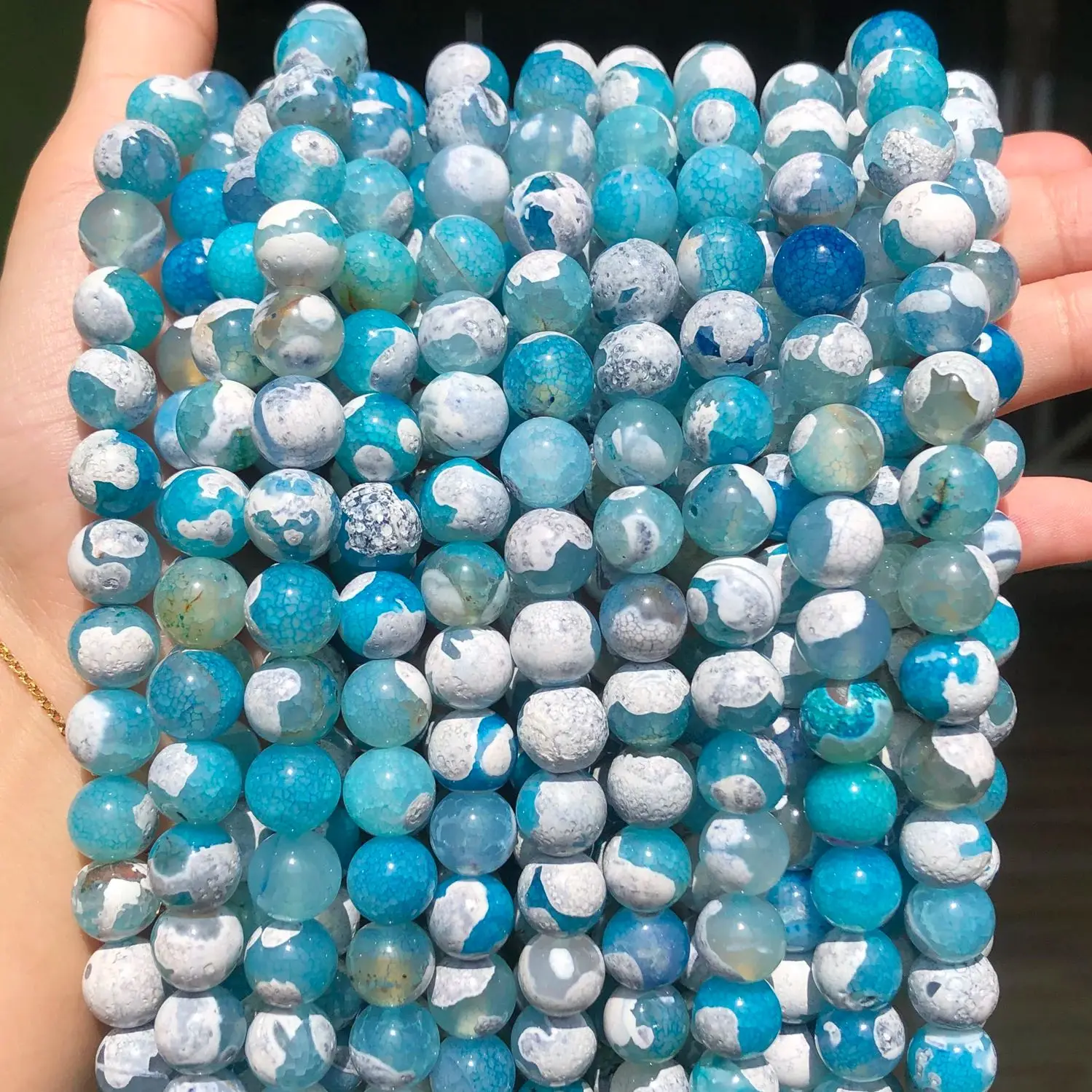 Blue Fire Dragon Agates Natural Stone Beads Round Loose Spacer Bead For Jewelry Making DIY Bracelet Necklace 15\'\'Strand 6/8/10mm