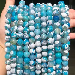 Blue Fire Dragon Agates Natural Stone Beads Round Loose Spacer Bead For Jewelry Making DIY Bracelet Necklace 15''Strand 6/8/10mm