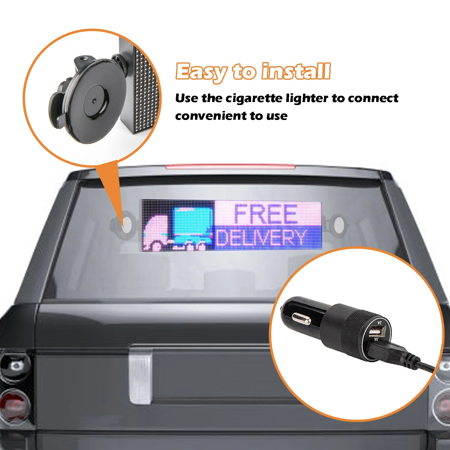 52CM Car Led Message Board Emotion Light Antivibration Emotion Light Neon Open for Windscreen Temporary Parking Mobile Control