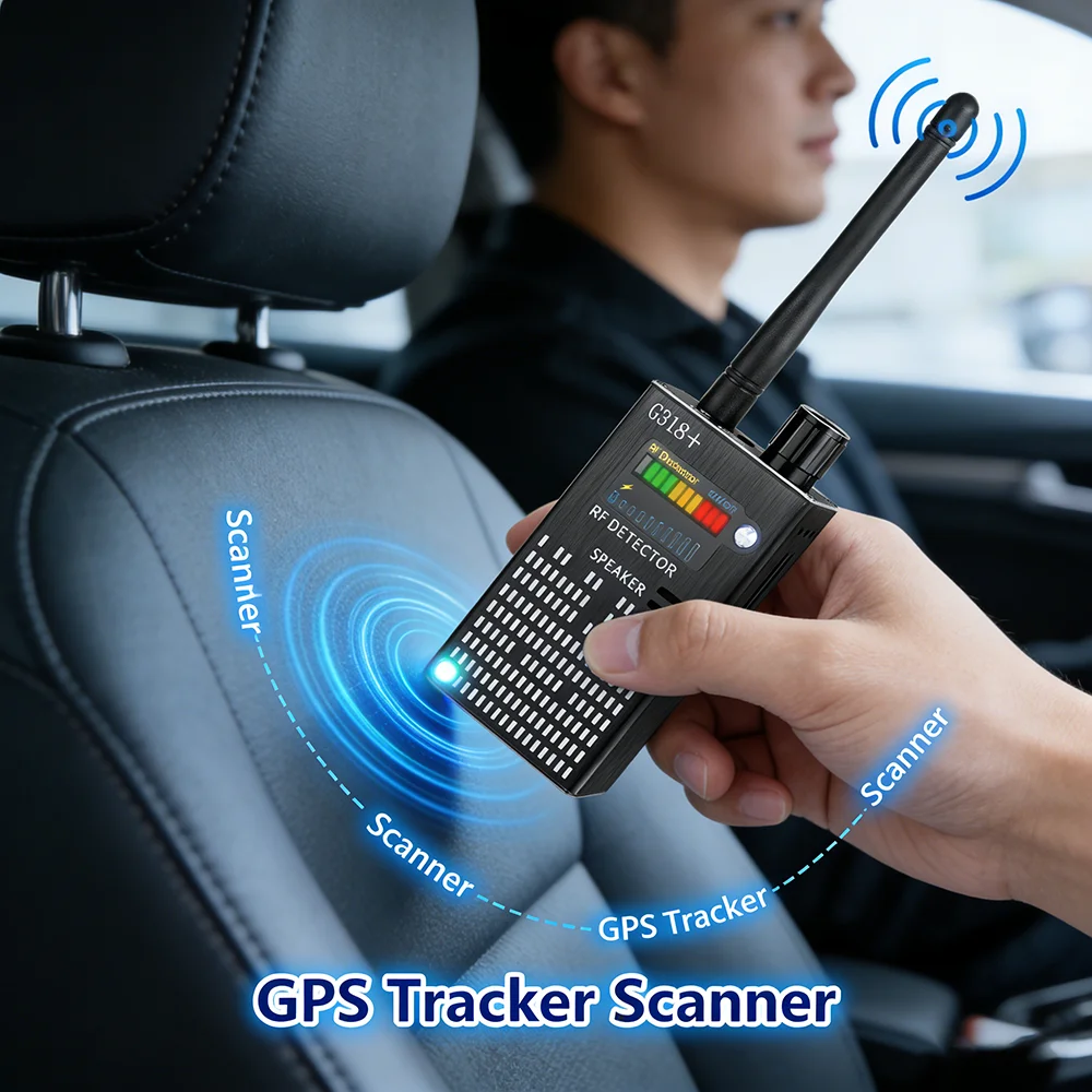 

Multi-function Anti-Spy Camera Detector GSM Audio Bug Finder Wireless RF Signal Tracker Detects GPS Tracker 1MHz-8000MHz G318A