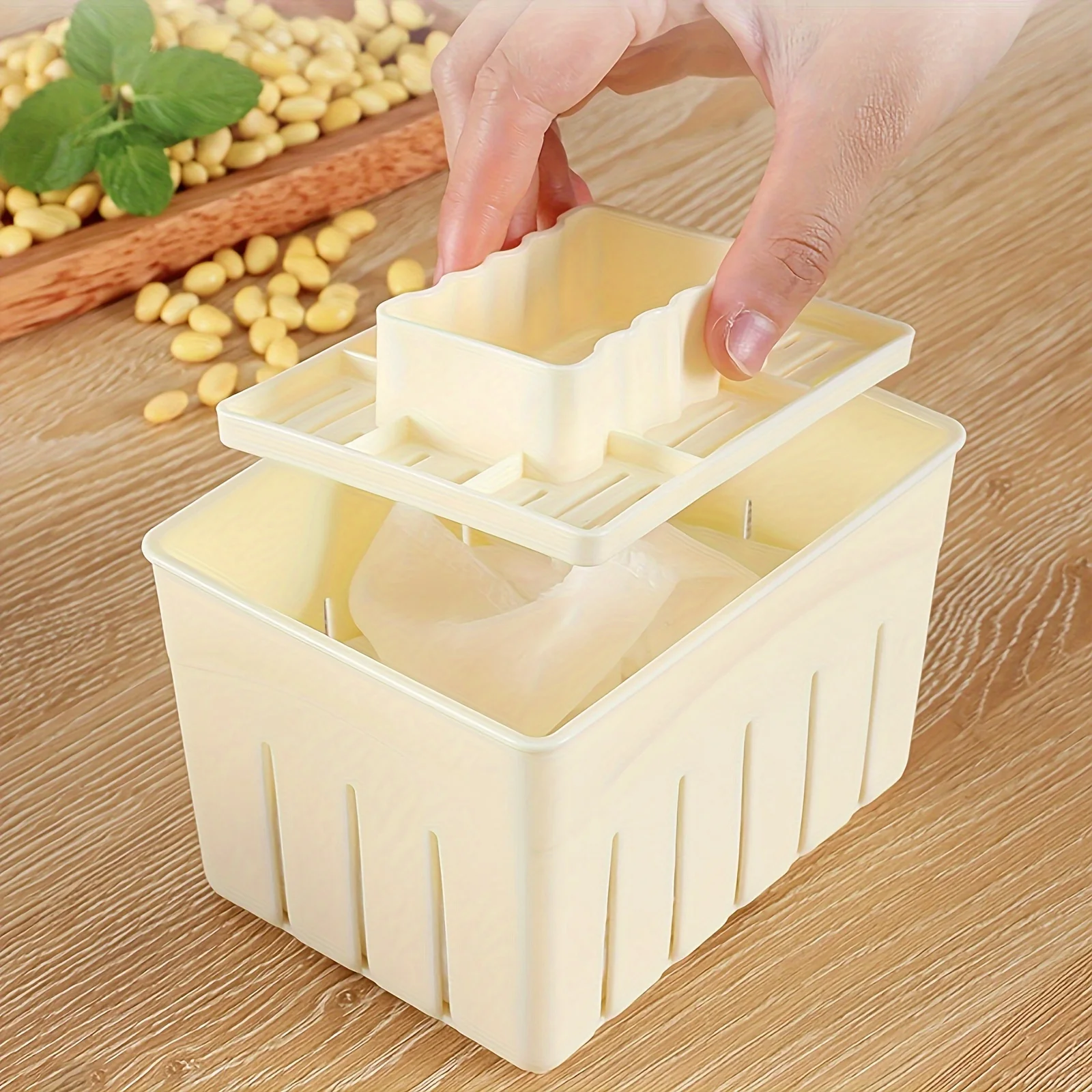 Molde de prensa de Tofu de plástico DIY, molde de Tofu casero, molde para hacer Tofu de cuajada de soja con tela de queso, juego de herramientas de cocina