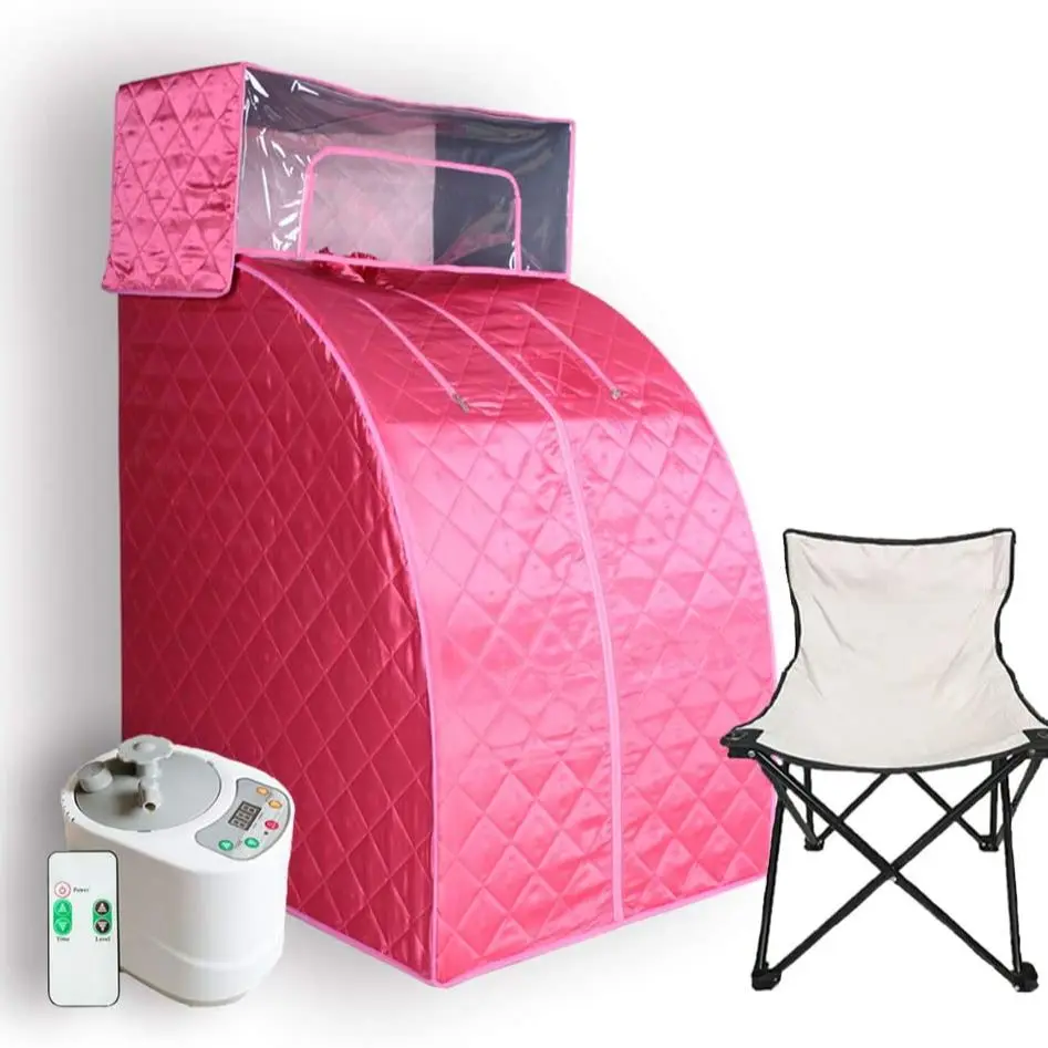 

Smartmak Steam Sauna Set All in One Full Body Home SPA Kit Include Head Cover 2L Steamer Foldable Chair