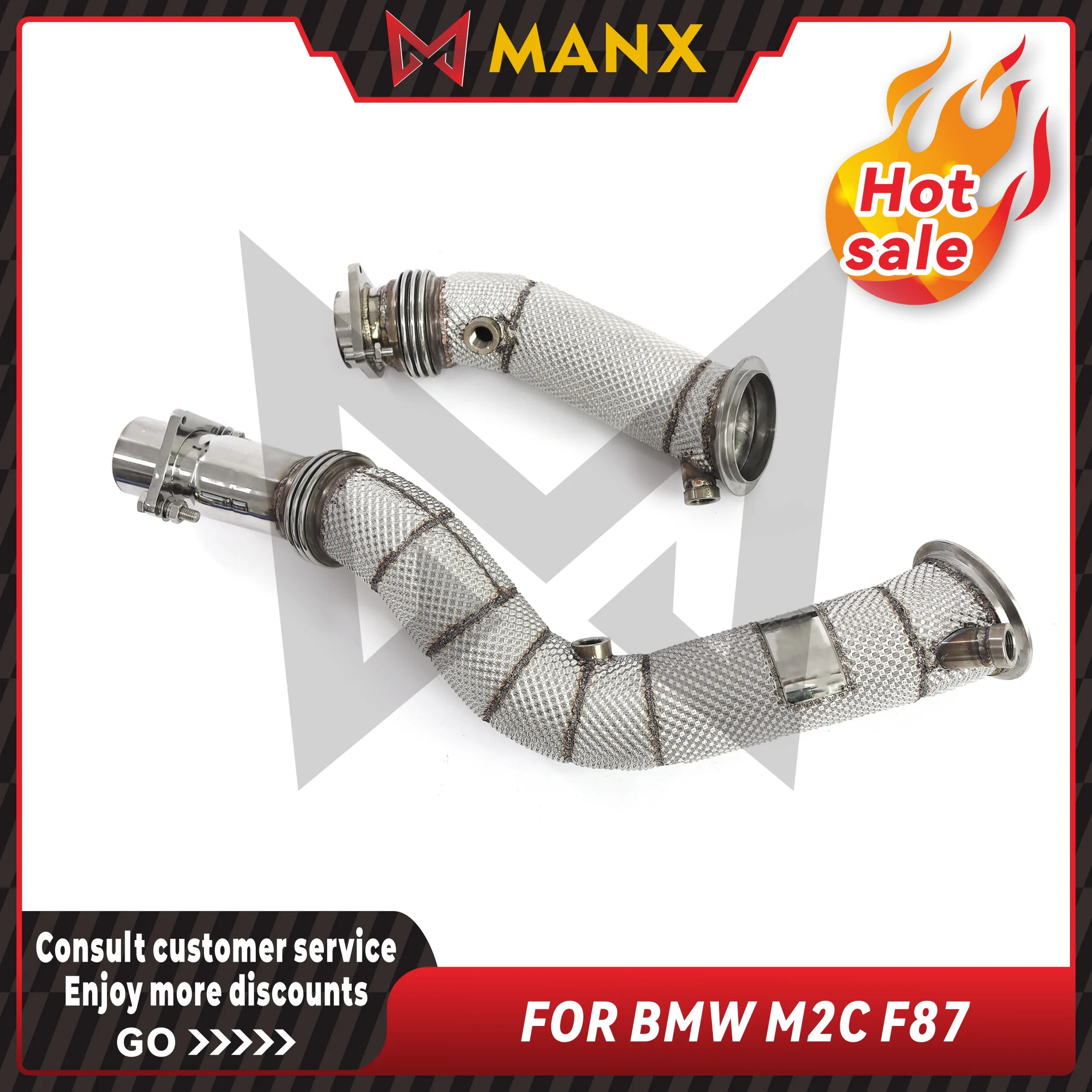 

Catalyzed Downpipe Catless Downpipe for BMW M2C F87 3.0T Stainless steel Performance Exhaust pipe with heat shield