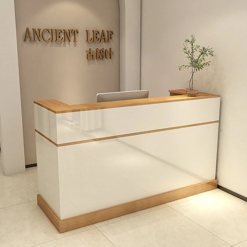 

Modern Cashier Counter Sleek Office Furniture with Storage Suitable for Hotel Spa Beauty Front Area Use Beauty Institute Counter