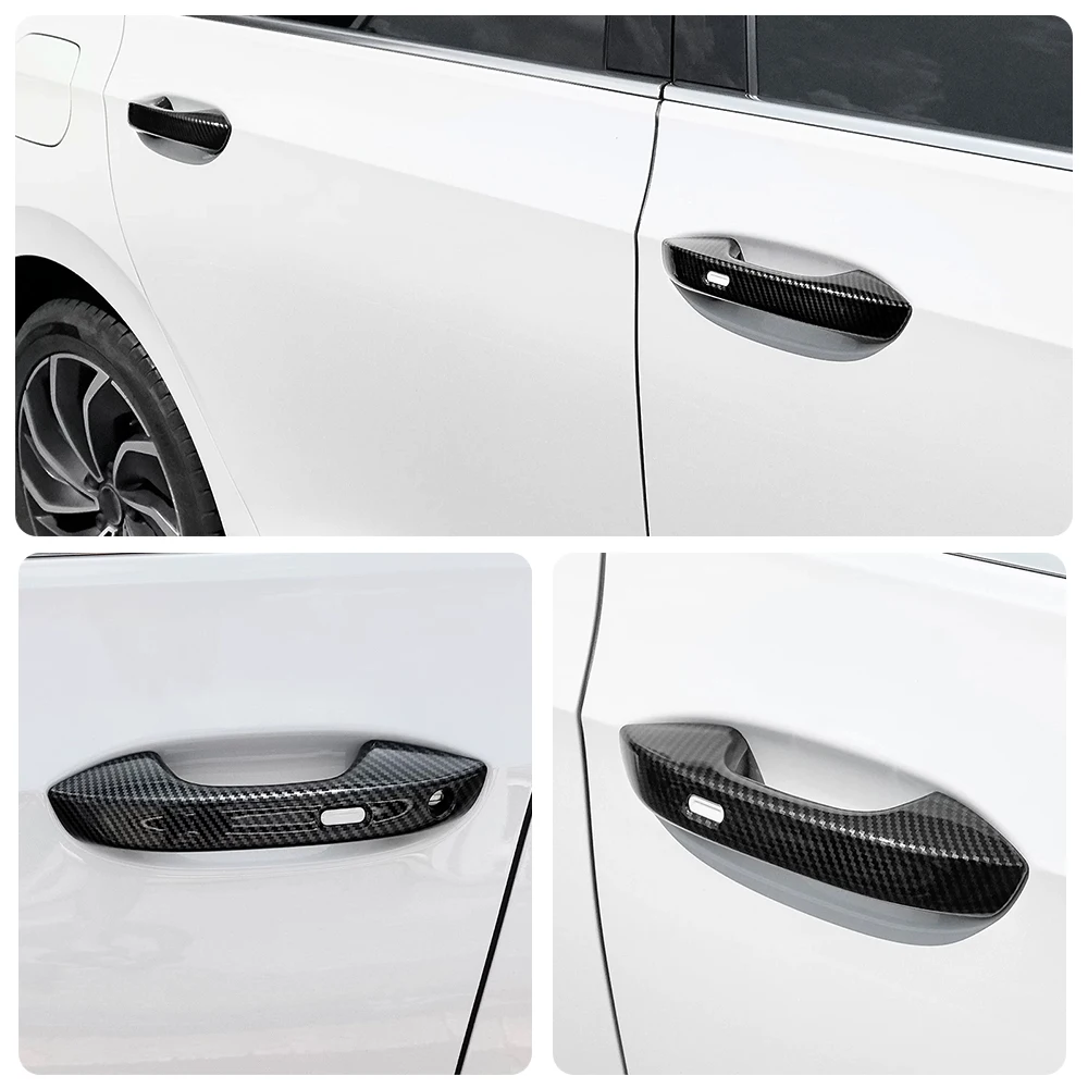 Für Volkswagen VW Golf 8 MK8 2020-2026 LHD Carbonfaser-Farbige Chrom-Türgriffabdeckung Glänzende Klavierlack-Schwarz Dekor-Aufkleber – Detail 2