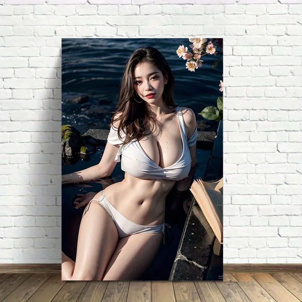 

Elegant woman wall art print, modern decor poster for indoor outdoor use. Perfect gift for home, bedroom, gym, library, or resta