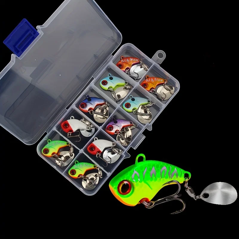 10 sztuk/pudło 0,21 Oz/0,35 oz zestaw przynęt wędkarskich metal VIB sztuczna przynęta tonąca Spinner łyżka przynęty wędkarskie przynęty jigów sprzęt wędkarski