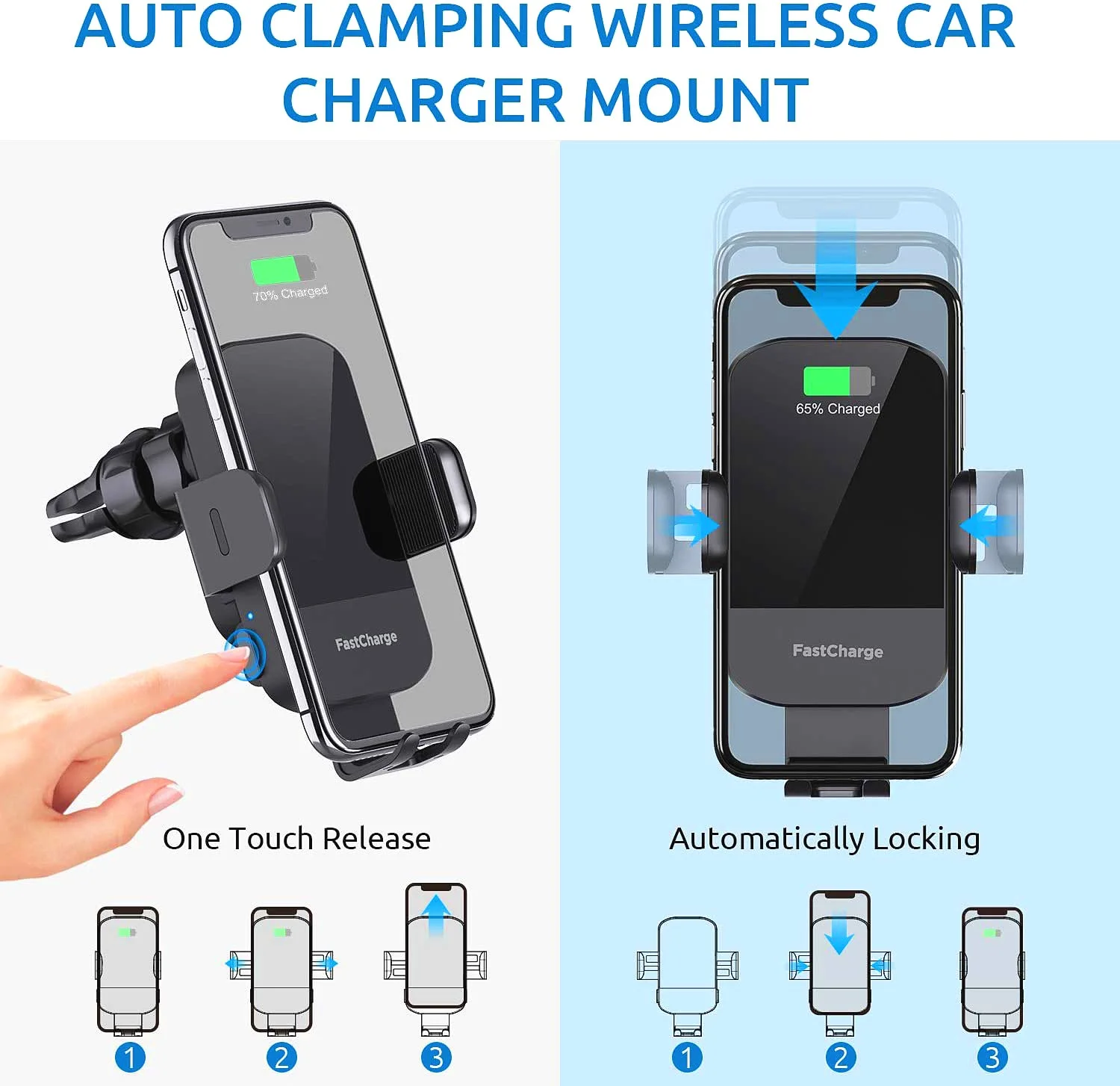 Explosive car wireless charging bracket 15W fast charging windshield car phone holder intelligent sensing