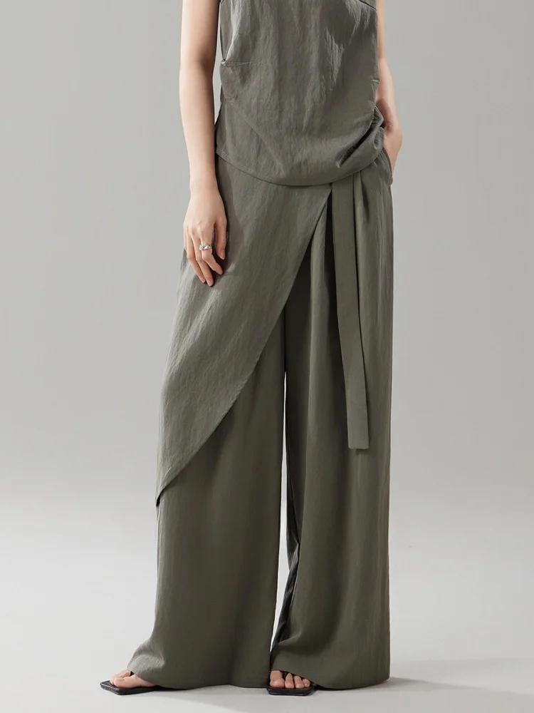 

Оригинальные асимметричные брюки DianThia с высокой талией и широкими штанинами, женские, узкая версия, прямые, струящиеся, длинные, повседневные, для работы и отдыха