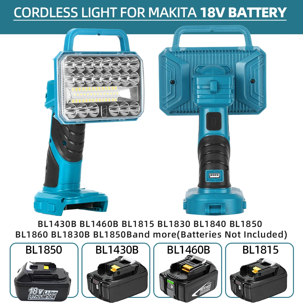 Cordless Rechargeable LED Lighting Emergency Lamp Outdoor Foldable Flashlight Night work Spotlight Fishing Lamp For Makita 18V