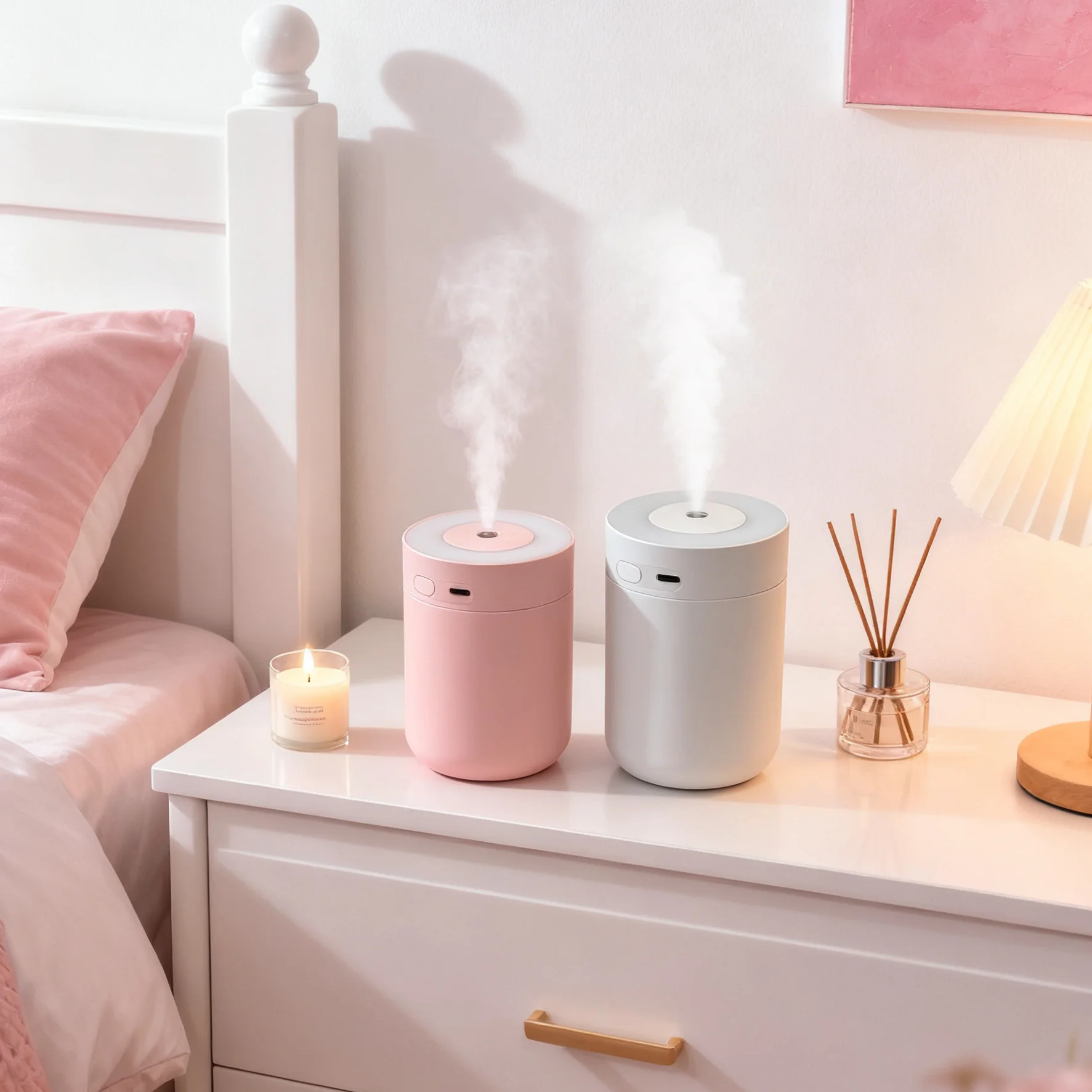 Air Humidifier USB Personal Air Moisturizer for Home Office Car Powerful Mist Color LED Mood Light Quietest Air Humidification