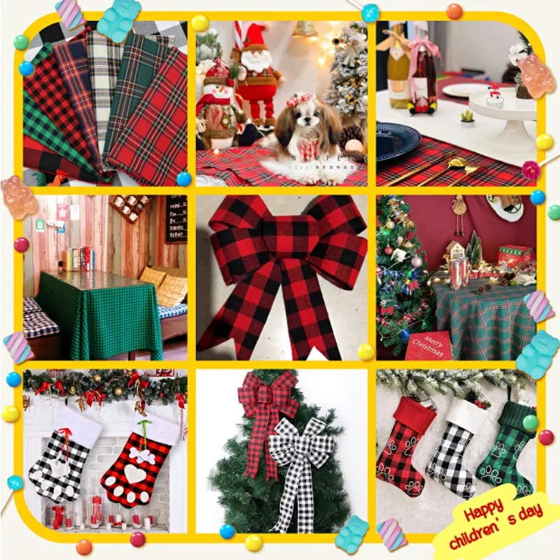 عيد الميلاد منقوشة النسيج لكل متر ل قميص السراويل تنورة مفرش المائدة أغطية الرأس Diy بها بنفسك الخياطة الغزل مصبوغ لينة نحى النسيج القماش الأحمر