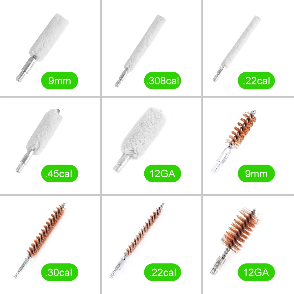 5Pcs Gun Clean Brush Pistol Rifle Gun Cleaning Kit Barrel Bronze Brush Phosphor Bronze Chamber Brush Cotton Brush 8-32 Thread