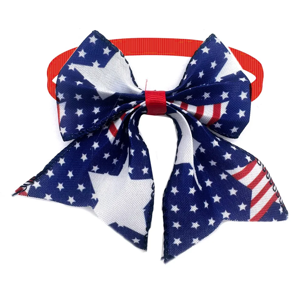 50/100pcs New Dog Bowties 4th July American Flag Design Fashion Cute Neckties for Small Dogs Puppy Pet Dog Bows Grooming Product