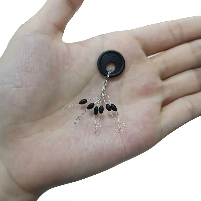 600 ชิ้น 100 กลุ่ม/ชุดตกปลา Bobber Stopper ลูกปัดยางสีดํา Stopper ตกปลาลอยถั่ว Space